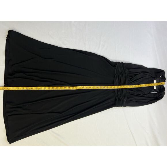VTG Evan Picone Black Sleeveless V Neck Halter Empire Midi Dress 10 Cocktail - Picture 9 of 10